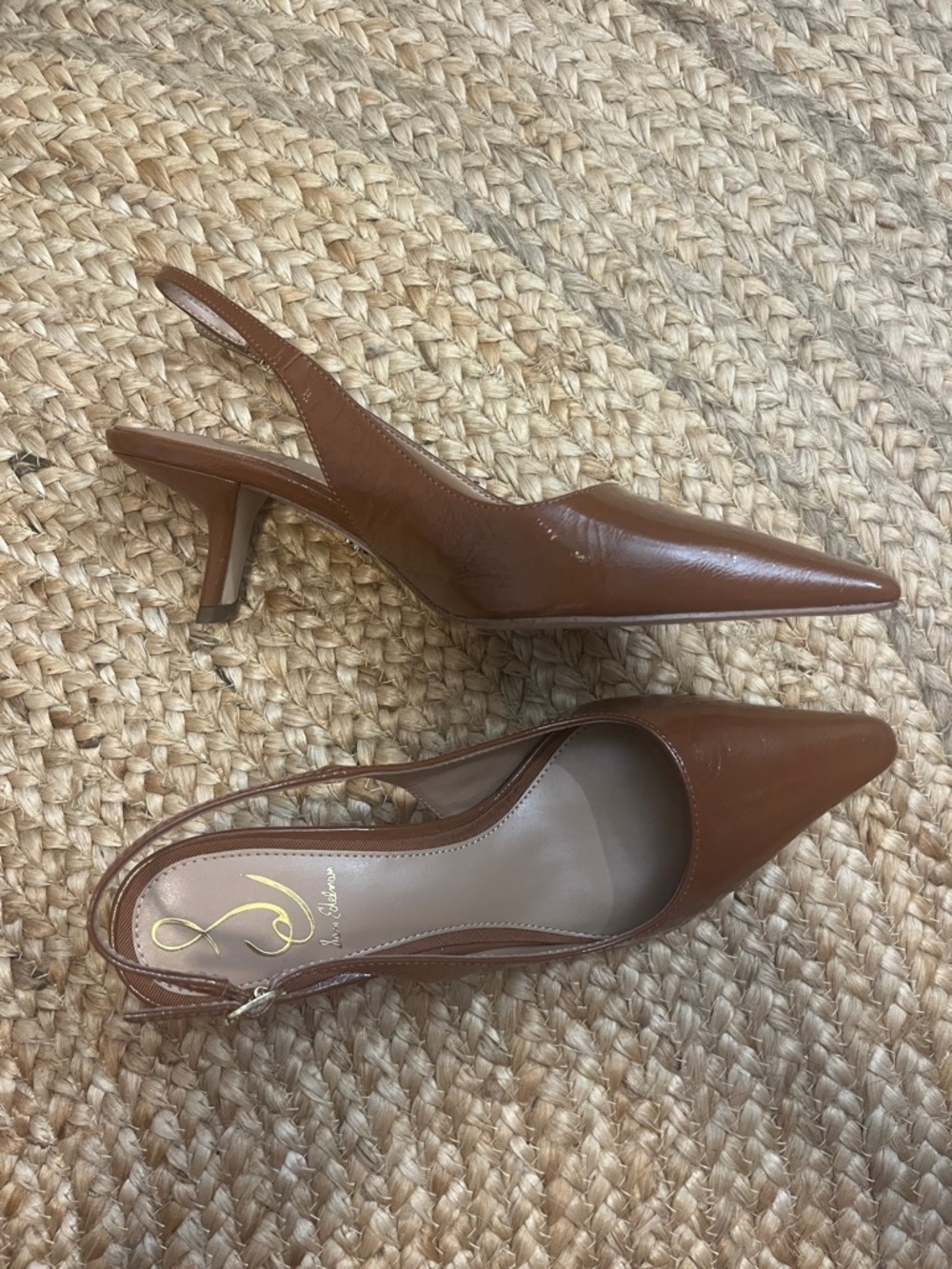 Sam Edelman Bianka Slingback Pumps- Cognac Patent Leather